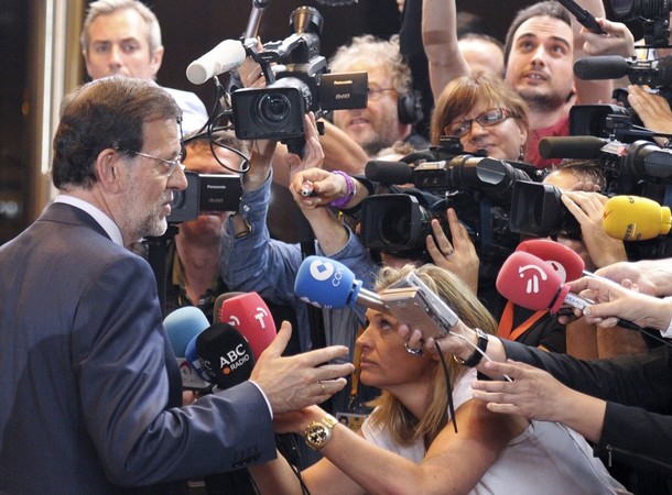 Spain's Prime Minister Rajoy briefs journalists at a two-day European Union leaders summit in Brussels Rajoy con periodistas europeos