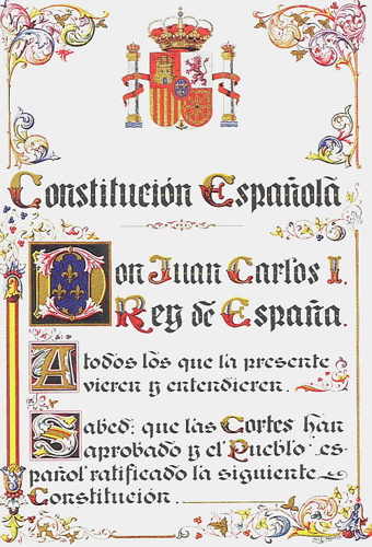 Fácsimil de la primera página de la Constitución Española de 1978