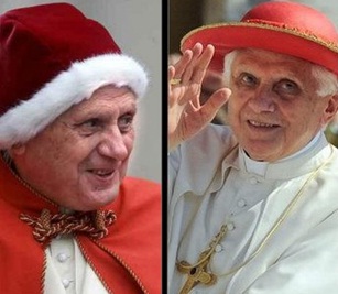 Benedicto XVI con camauro y Saturno