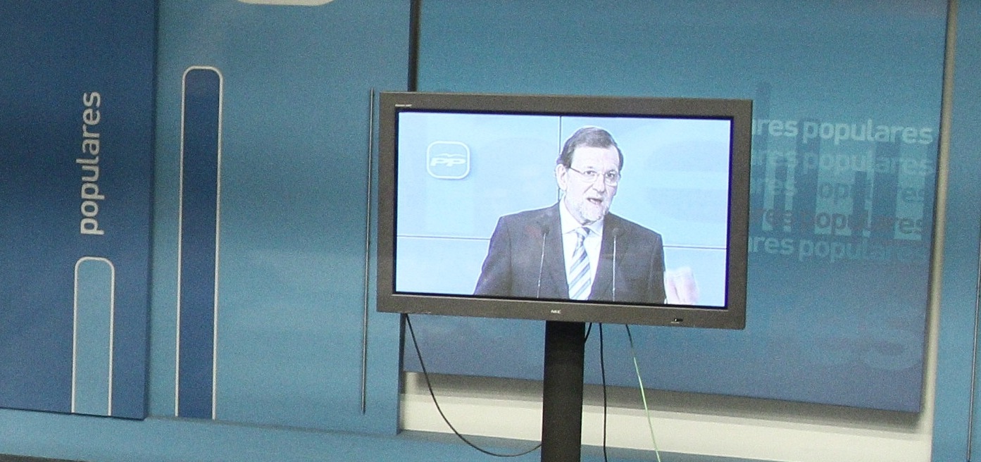 Mariano Rajoy comparece tv plasma