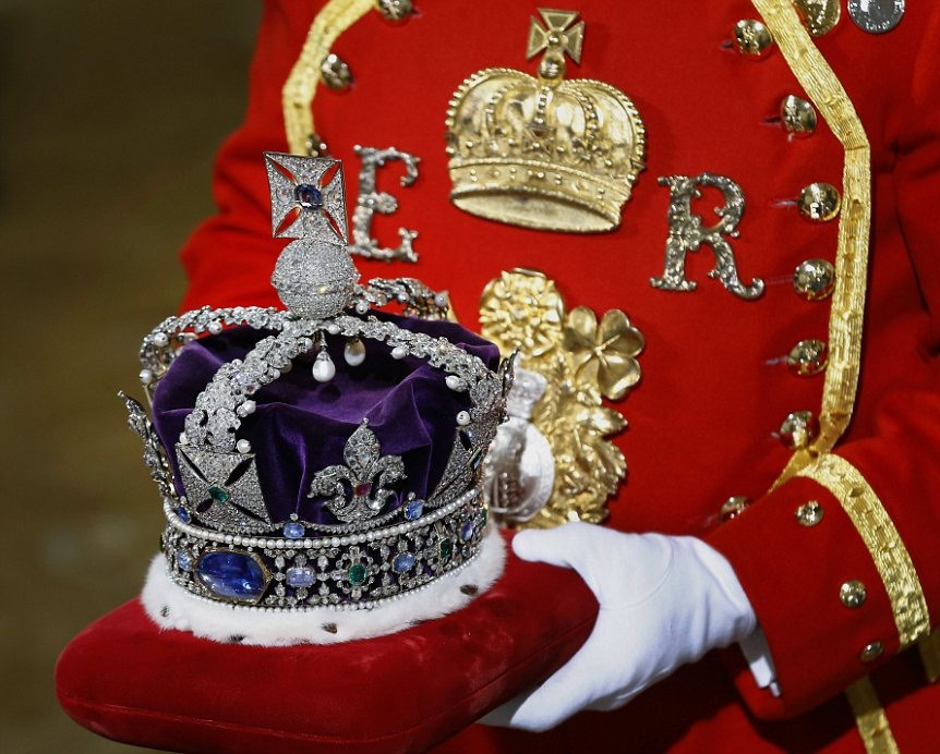 The Imperial State Crown is carried on a