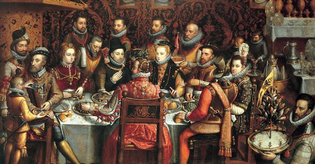 Sánchez Coello, Felipe II en el banquete de los monarcas, 1596