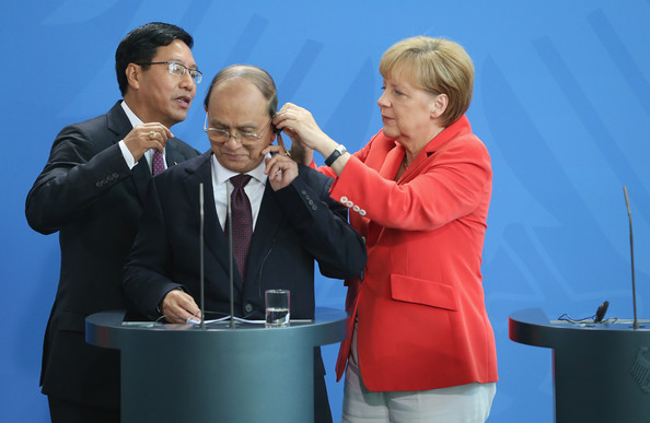 Merkel y el presidente de Myanmar