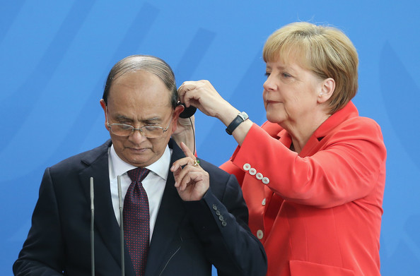 Merkel y el Presidente de Myanmar