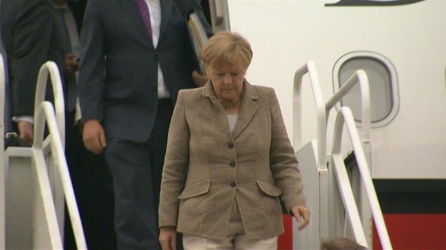 Angela Merkel arriving Cardiff