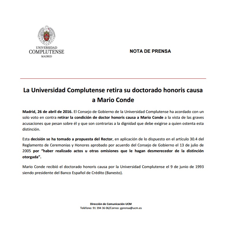 Nota de prensa
